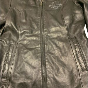 Tampa Seminole Hard Rock Hotel Small Black Soft Leather Jacket Zipper 2 Pockets